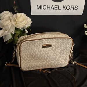 Michael Kors Beige and Brown Crossbody Bag